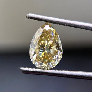 Light Yellow Pear Loose Moissanite, Brilliant Cut Yellow Pear Stone, Loose Gem for Engagement Ring, Fancy Moissanite for Anniversary Gifts