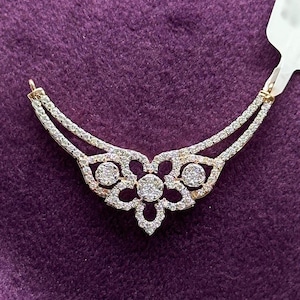 Designer Big Mangalsutra Pendant, Flower Shape Mangalsutra Necklace, Elegant Delicate Pendant for Indian Wedding Bridal Jewelry