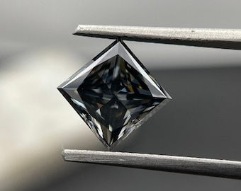 1.00 to 5.00 CT Dark Grey Princess Cut Loose Moissanite Stone. Fancy Grey Moissanite for Engagement Ring. Wholesale Price. VVS1 Grade Stone