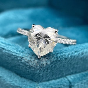 2.00 CT Colorless Heart Cut Moissanite Engagement Ring, Best Proposal Ring, Pave Set Wedding Ring, Promise Ring, Celebrity Style Ring