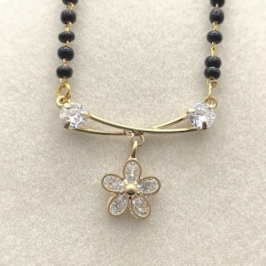 Black Beads Indian Mangalsutra Necklace Traditional 18K Solid Gold Indian Traditional Ornaments Diamond Mangalsutra Pendant Gift for Her