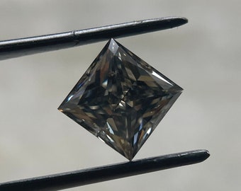 Grey Moissanite Princess Cut Jewelry Making Loose Gemstone Fancy Moissanite Loose Stone for Anniversary Ring. Solitaire Moissanite for Mount