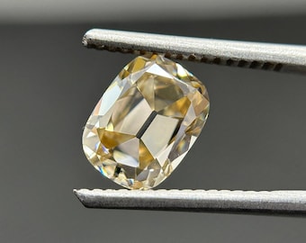2.00CT Antique Elongated OMC Yellow Moissanite, Old Mine Cut Loose Moissanite for Engagement Ring/ Earrings/ Jewelry, Anniversary Gifts