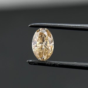 Oval Champagne Color Loose Moissanite Stone, 6MM x 4MM Brilliant Cut Diamond, Oval Champagne Ring, Stone for Engagement Ring, Gifts for Her