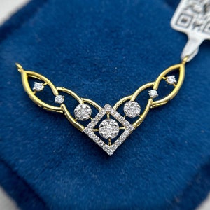 0.68 CT VS Natural Diamond Mangalsutra Pendant Indian Bridal Jewelry 14K Yellow Gold Pendant Daily Wear Mangalsutra Necklace Simple & Classy
