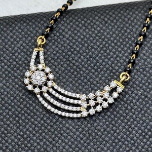 Diamond Mangalsutra, 18K Rose Gold Mangalsutra Pendant for Women, Bollywood Style Manglsutra Necklace, Indian Ethnic Jewelry