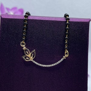 Gold Diamond Mangalsutra, Petal Design Mangalsutra for Womens, Indian Bridal Mangalsutra, Black Beaded Mangalsutra Necklace, Wedding Gifts