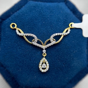 14K Yellow Gold Mangalsutra Necklace, Round Genuine Diamond Mangalsutra Pendant, Indian Jewelry, Gold Indian Ornaments, Anniversary Gifts