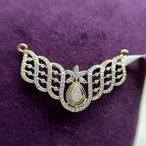 Genuine Diamond 1.13CT Mangalsutra Pendant, 14K Gold Mangalsutra Pendant, Bridal Jewelry, Minimalistic Design Pendant, Bollywood Jewelry