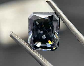 Moissanite taglio radiante grigio scuro, da 1,00 ct a 5,00 ct, moissanite fancy radiante, moissanite antica, moissanite sfusa per la creazione di gioielli