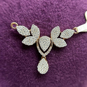 1.23CT Natural Diamond Leaf Mangalsutra Pendant, Floral Style Designer Mangalsutra for Women 14K Gold Everyday Luxury Jewelry for Her