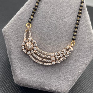 Diamond Mangalsutra, 18K Rose Gold Mangalsutra Pendant for Women, Bollywood Style Manglsutra Necklace, Wedding Pendant, Anniversary Gifts
