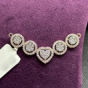 1.94 CT Round Cut Real Diamond MangalSutra Pendant, Big Handmade Mangalsutra, Heart Diamond Pendant, Anniversary Gifts for Women