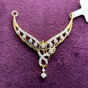 0.47 TCW Round Cut Natural Diamond Yellow Gold Mangalsutra Custom Made 14K Mangalsutra Necklace Indian Traditional Wedding Jewelry