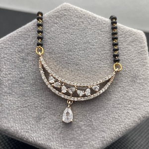 Gold Mangalsutra Necklace Pendant, Diamond Mangalsutra Necklace, Drop Style Mangalsutra, Indian Traditional Jewelry, Wedding Gifts for Her