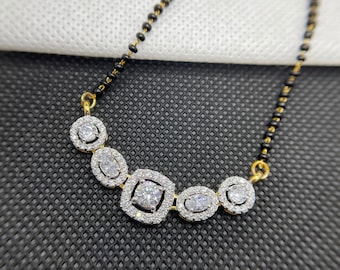 5 Stone Diamond Mangalsutra Gold, Modern Mangalsutra, Women's Mangalsutra, Gold Chain Mangalsutra, Gold Indian Mangalsutra, Indian Jewelry