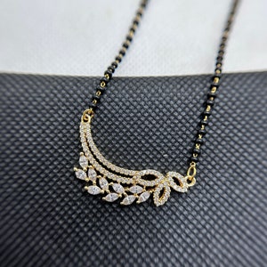 Round Cut Diamond Mangalsutra Necklace, Ethnic Indian Jewelry for Women, Wedding Mangalsutra for Indian Bride, Anniversary Gift for Her