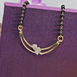 Round Diamond Mangalsutra Pendant, Gold Mangalsutra, Delicate Mangalsutra Necklace, Indian Jewelry, Bridal Jewelry, Anniversary Gifts