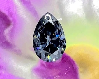 Drak Grey Pear Cut Moissanite. Pear Shape Loose Moissanite for Vintage Jewelry. Handmade Moissanite. Fancy Moissanite. Anniversary Gift