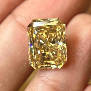 Antique 8.50 CT Radiant Cut Yellow Moissanite, Fancy Shape Moissanite for Engagement Ring, Sparkling Moissanite for Anniversary Gifts