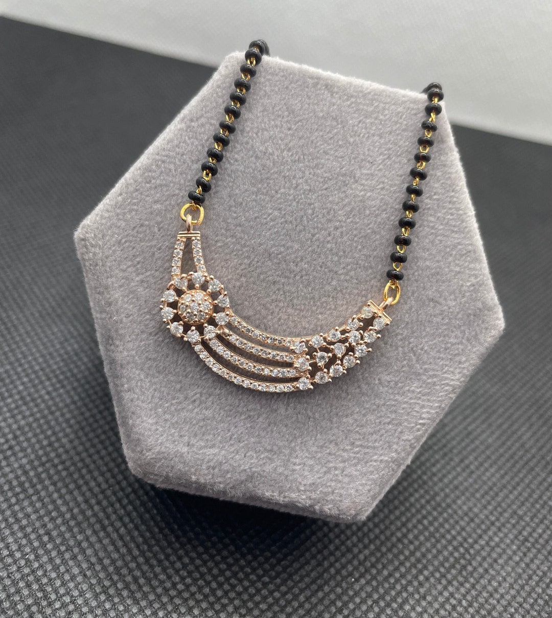 Buy Diamond Mangalsutra, 18K Rose Gold Mangalsutra Pendant for