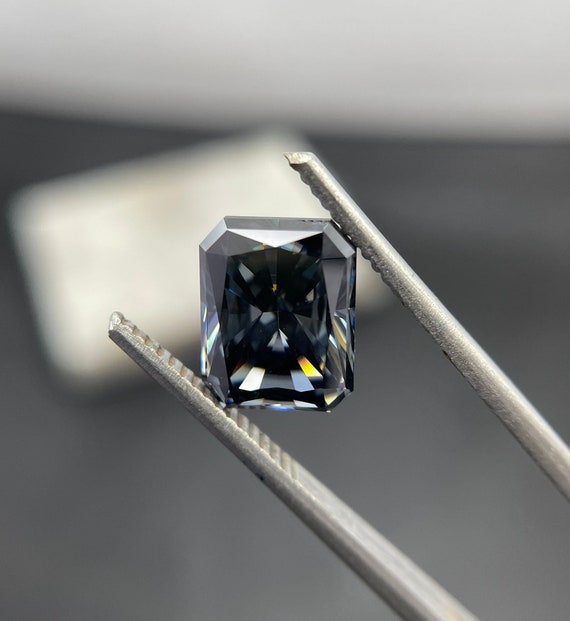 Dark Grey Radiant Cut Moissanite, 1.00Ct to 5.00Ct Radiant Fancy Moissanite, Antique Moissanite, Loose Moissanite for Jewelry Making