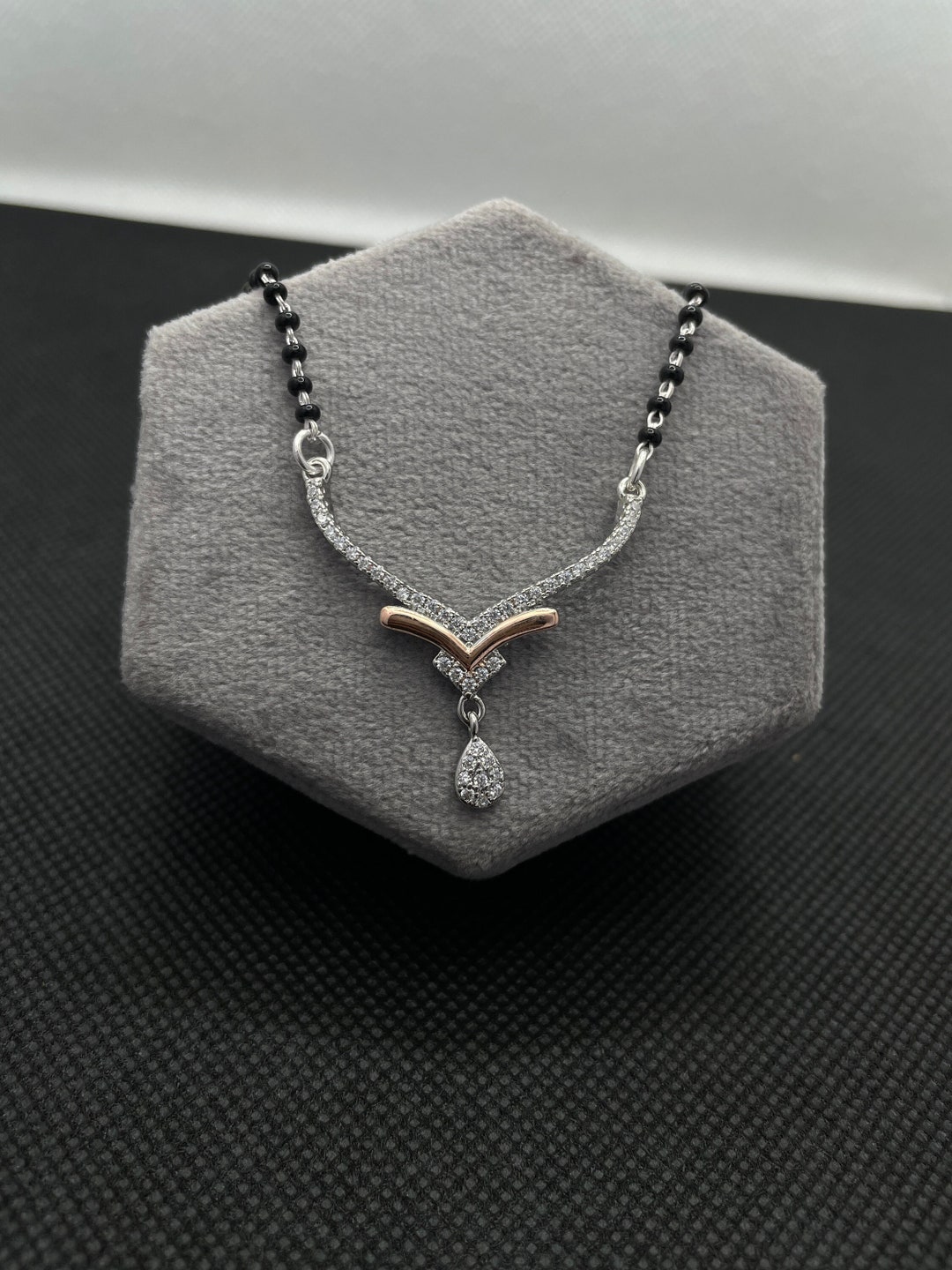 Diamond Mangalsutra Necklace 18K White Gold Mangalsutra Etsy Australia