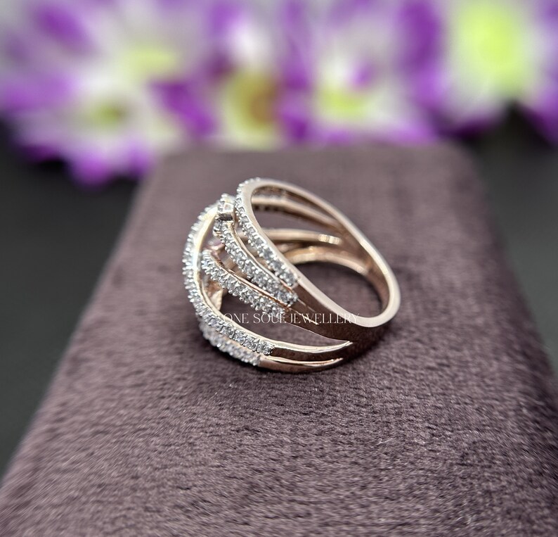 Gold Crossover Diamond Ring, Wrap Around Ring, 14K Solid Gold Ring, X ...
