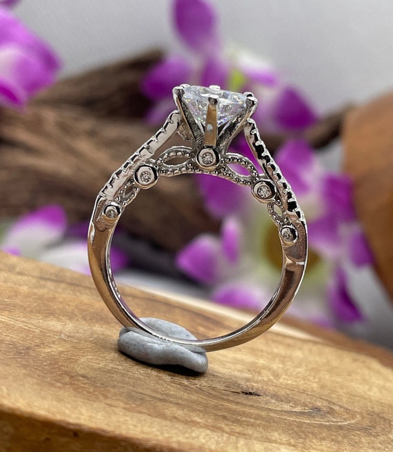 Buy Vintage Engagement Ring. White Gold Moissanite Ring. Unique Diamond Band. Antique Engagement Filigree Victorian Ring for Women. Anniversary Online in India Etsy