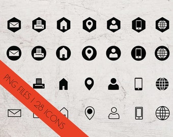 Modern Black Contact Icons | Business Card Icons | Blog Buttons | Transparent Digital Icons | Commercial Use and Personal Use | Black Icons