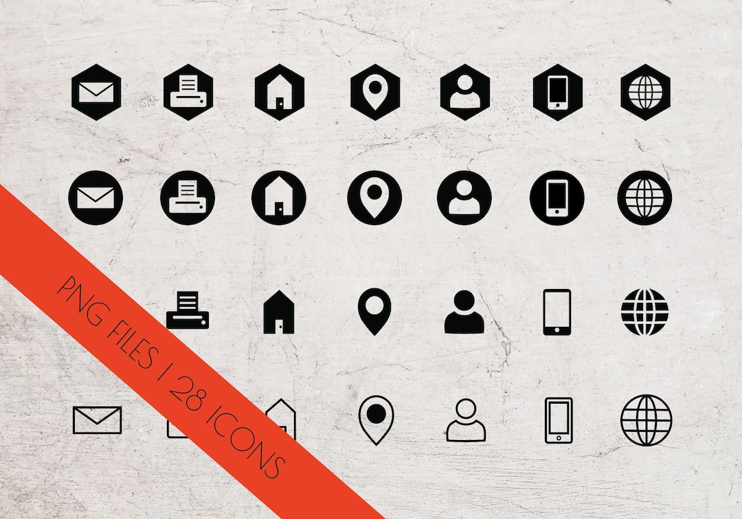 Modern Black Contact Icons | Business Card Icons | Blog Buttons