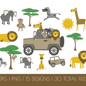 Safari Animals Clipart | Safari Clipart | Commercial Use | Jungle Animals Clipart | Lion Clipart | Monkey Clipart | Zebra Clipart | Giraffe