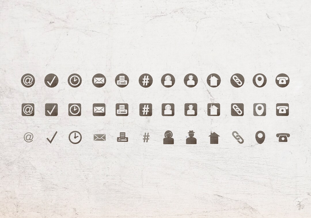 Vintage Contact Icons | Digital Texture Contact Buttons | Distressed ...