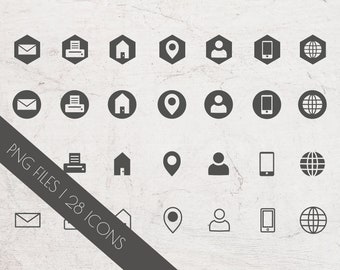 Modern Grey Business Card Icons | Business Card Icons | Blog Buttons | Transparent Digital Icons | Commercial Use and Personal Use