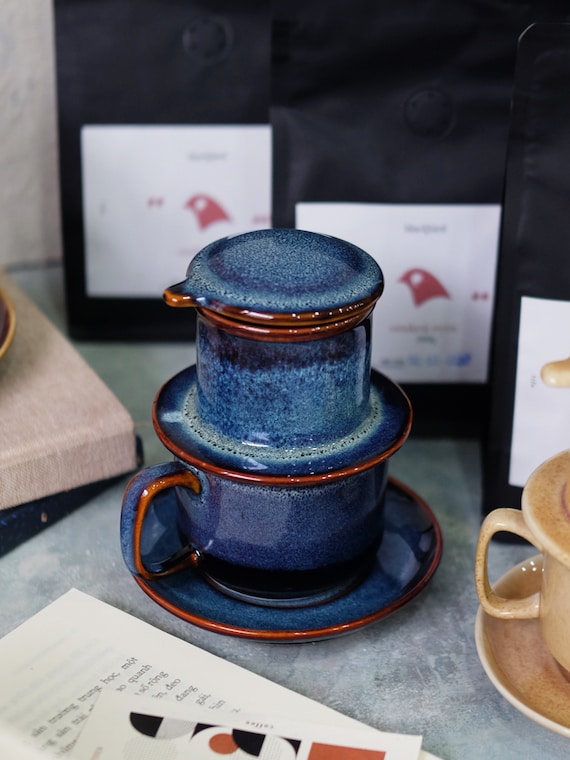 Handgefertigter Keramik Kaffeefilter - Blaue Glasur Für Perfekte Extraktion