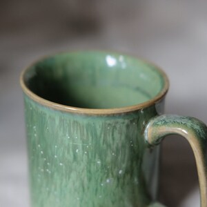 Thin Mug for Coffee and Tea in crystal green glaze Vietnamese handmade image 4