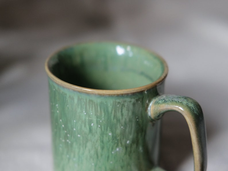 Thin Mug for Coffee and Tea in crystal green glaze Vietnamese handmade image 4