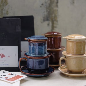 Ceramic coffee filter set for coffee lover - Vietnamese handmade ceramic