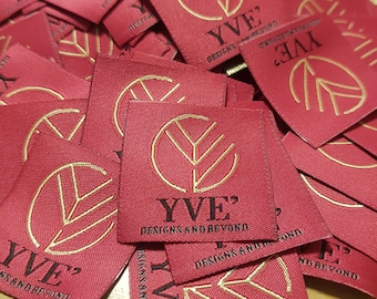 Woven Labels, Personalized Logo Fabric Tags, 500 PCS, Folded Centre Labels