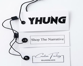 Custom Clothing Hang Tags, Personalized Logo, Boutique Brand Labels (300gsm Cardboard)