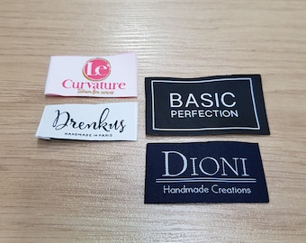 Etichette tessute personalizzate, cartellini per abbigliamento personalizzati con logo, 1000 pezzi