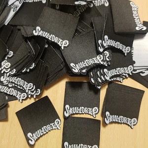 500 pcs HD quality shaped cut woven label for t-shirts, jackets, hats, pants and clothes