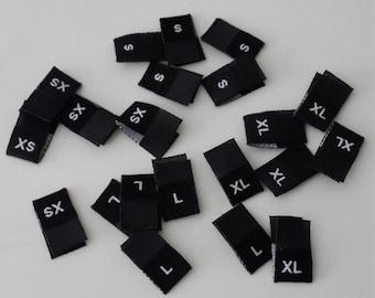 100 Pcs woven size label (shorts, t-shirts, pants , hat..etc.