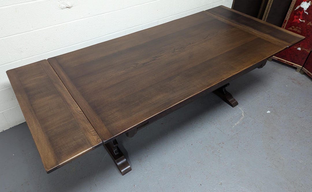 Large Oak Extending Draw Leaf Refectory Style Dining Table Etsy UK