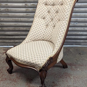 Victorian Walnut Upholstered Nursing Chair - Delivery Quote on Request