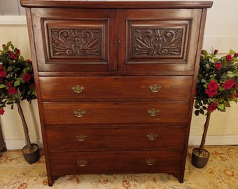 Victorian Carved Mahogany Four Drawer Tallboy