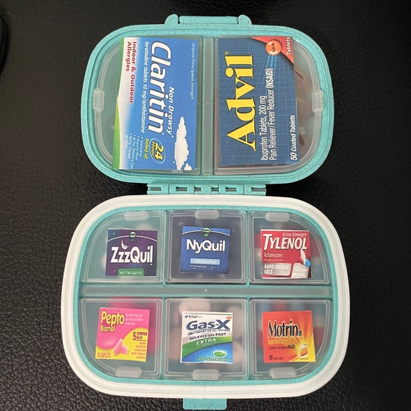 Daily Pill Organizer WITH Stickers, Physical item, Pill Container, Medicine Labels, Pill Box, Pill Organizer, Pill Box, Travel Pill Case