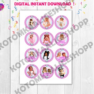 INSTANT Big Cake Topper+ 12 Cupcake Toppers+ 10 Different Characters ...
