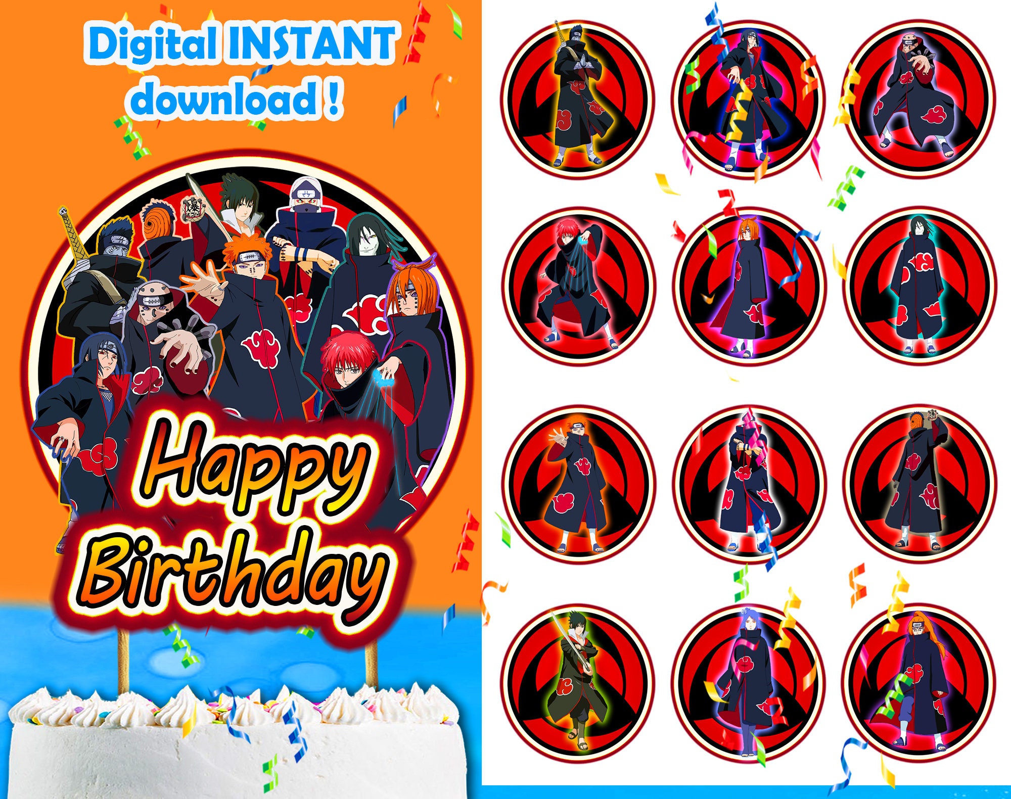 Inspired by NARUTO Akatsuki Cake Topper Anime Cupcake Etsy Australia