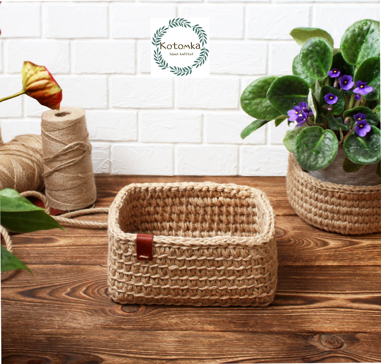 Jute basket organizer jute products knitted basket Etsy